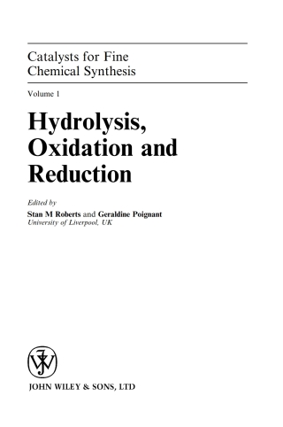 Imagen de portada: Hydrolysis, Oxidation and Reduction, Volume 1 1st edition 9780471981237