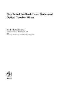 Imagen de portada: Distributed Feedback Laser Diodes and Optical Tunable Filters 1st edition 9780470856185