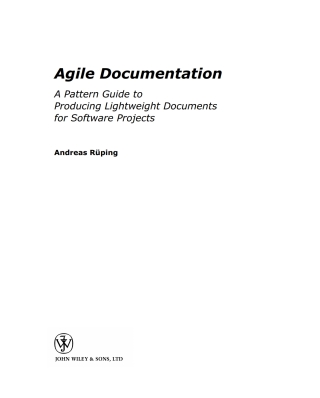 Imagen de portada: Agile Documentation 1st edition 9780470856178