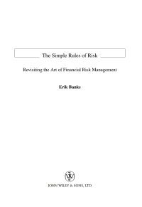 Cover image: The Simple Rules of Risk 1st edition 9780470847749