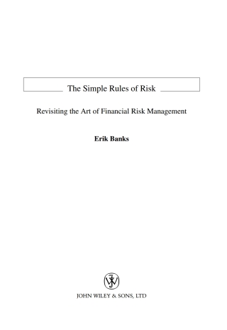 Imagen de portada: The Simple Rules of Risk 1st edition 9780470847749