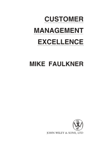 Imagen de portada: Customer Management Excellence: Successful Strategies from Service Leaders 1st edition 9780470848531