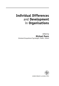 Cover image: Individual Differences and Development in Organisations 1st edition 9780471485407