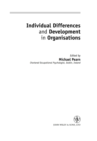 Imagen de portada: Individual Differences and Development in Organisations 1st edition 9780471485407