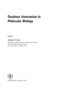 Imagen de portada: Database Annotation in Molecular Biology 1st edition 9780470856819