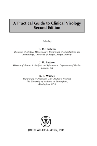 Cover image: A Practical Guide to Clinical Virology 2nd edition 9780470844298