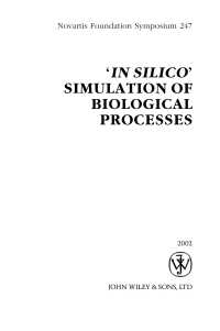 Cover image: 'In Silico' Simulation of Biological Processes 1st edition 9780470844809