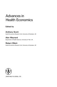 Cover image: Advances in Health Economics 1st edition 9780470848838