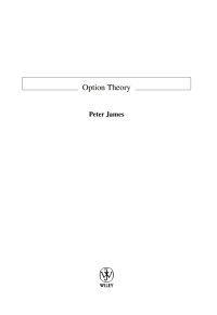 Cover image: Option Theory 1st edition 9780471492894