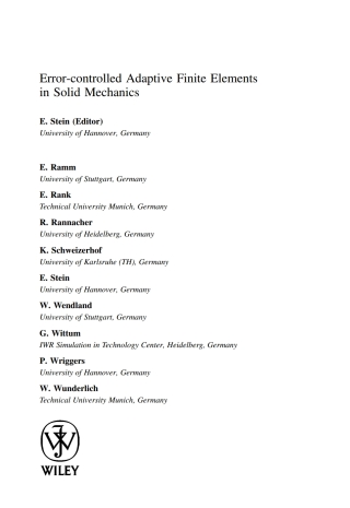 Omslagafbeelding: Error-controlled Adaptive Finite Elements in Solid Mechanics 1st edition 9780471496502