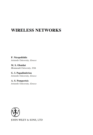 Cover image: Wireless Networks 1st edition 9780470845295