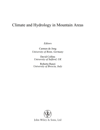 表紙画像: Climate and Hydrology of Mountain Areas 1st edition 9780470858141