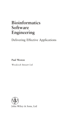 Imagen de portada: Bioinformatics Software Engineering 1st edition 9780470857724