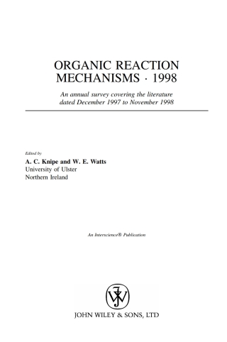Cover image: Organic Reaction Mechanisms 1998 1st edition 9780471490173