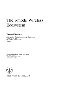 Cover image: The i-mode Wireless Ecosystem 1st edition 9780470859087