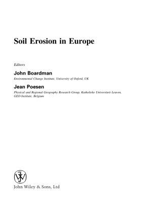 Cover image: Soil Erosion in Europe 1st edition 9780470859100