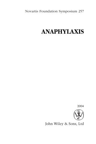 Imagen de portada: Anaphylaxis 1st edition 9780470861141