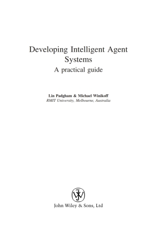 Cover image: Developing Intelligent Agent Systems: A Practical Guide 1st edition 9780470861202