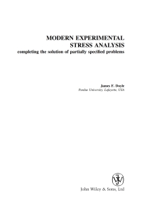 Cover image: Modern Experimental Stress Analysis 1st edition 9780470861561