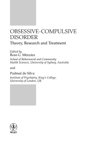Imagen de portada: Obsessive-Compulsive Disorder 1st edition 9780471494454
