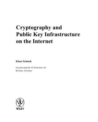 Cover image: Cryptography and Public Key Infrastructure on the Internet 1st edition 9780470847459