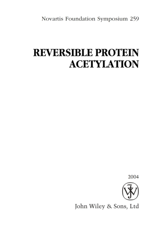 Omslagafbeelding: Reversible Protein Acetylation 1st edition 9780470862612