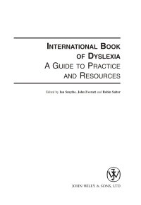 Cover image: The International Book of Dyslexia: A Guide to Practice and Resources 1st edition 9780471498414