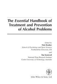 Cover image: The Essential Handbook of Treatment and Prevention of Alcohol Problems 1st edition 9780470862964