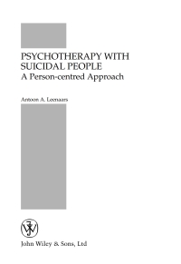 Cover image: Psychotherapy with Suicidal People 1st edition 9780470863411