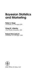 صورة الغلاف: Bayesian Statistics and Marketing 1st edition 9780470863671