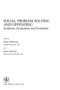 Cover image: Social Problem Solving and Offending 1st edition 9780470864067