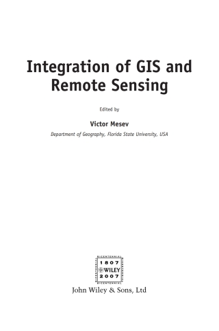 Imagen de portada: Integration of GIS and Remote Sensing 1st edition 9780470864104