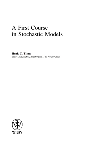 Cover image: A First Course in Stochastic Models 1st edition 9780471498810