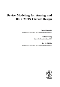 Cover image: Device Modeling for Analog and RF CMOS Circuit Design 1st edition 9780471498698