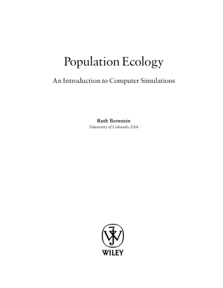Cover image: Population Ecology 1st edition 9780470851487
