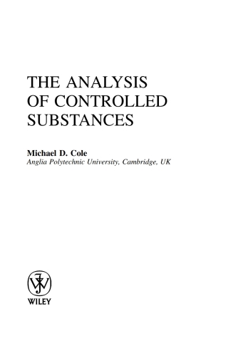 Imagen de portada: The Analysis of Controlled Substances 1st edition 9780471492528