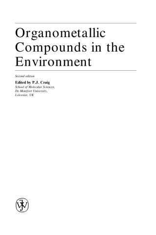 Cover image: Organometallic Compounds in the Environment 2nd edition 9780471899938