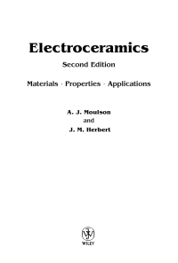 Imagen de portada: Electroceramics: Materials, Properties, Applications 2nd edition 9780471497486