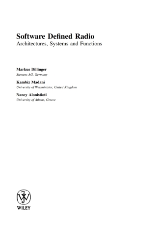 Cover image: Software Defined Radio 1st edition 9780470851647