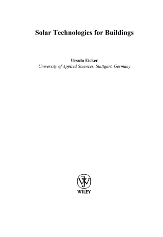 Imagen de portada: Solar Technologies for Buildings 1st edition 9780471486374