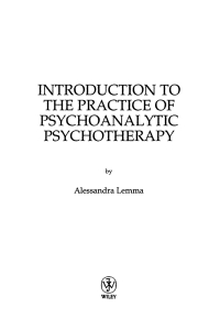 Cover image: Introduction to the Practice of Psychoanalytic Psychotherapy 1st edition 9780470844588