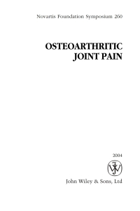 Cover image: Osteoarthritic Joint Pain 1st edition 9780470867617