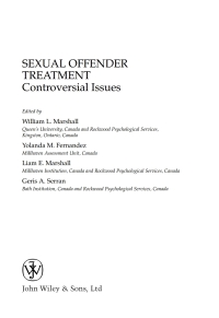 Cover image: Sexual Offender Treatment 1st edition 9780470867747