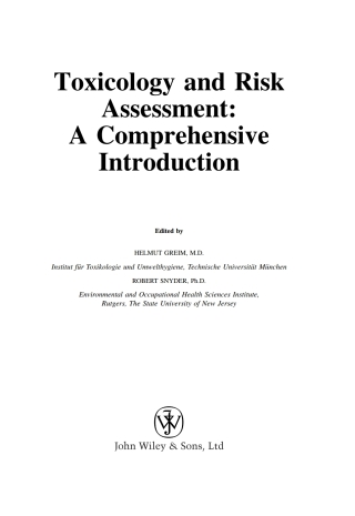 Immagine di copertina: Toxicology and Risk Assessment 1st edition 9780470868935