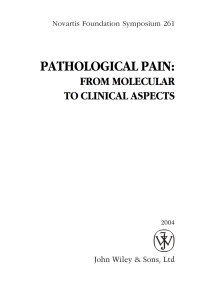 Cover image: Pathological Pain 1st edition 9780470869109