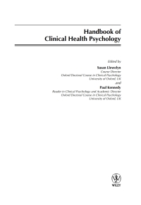 Cover image: Handbook of Clinical Health Psychology 1st edition 9780471485445