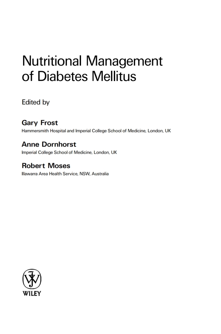 Cover image: Nutritional Management of Diabetes Mellitus