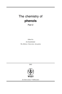 صورة الغلاف: The Chemistry of Phenols 1st edition 9780471497370