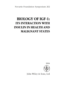 Cover image: Biology of IGF-1: Its Interaction with Insulin in Health and Malignant States 1st edition 9780470869987