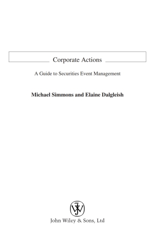 Cover image: Corporate Actions 1st edition 9780470870662